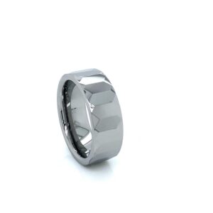 Gents 8mm wide faceted tungsten ring
