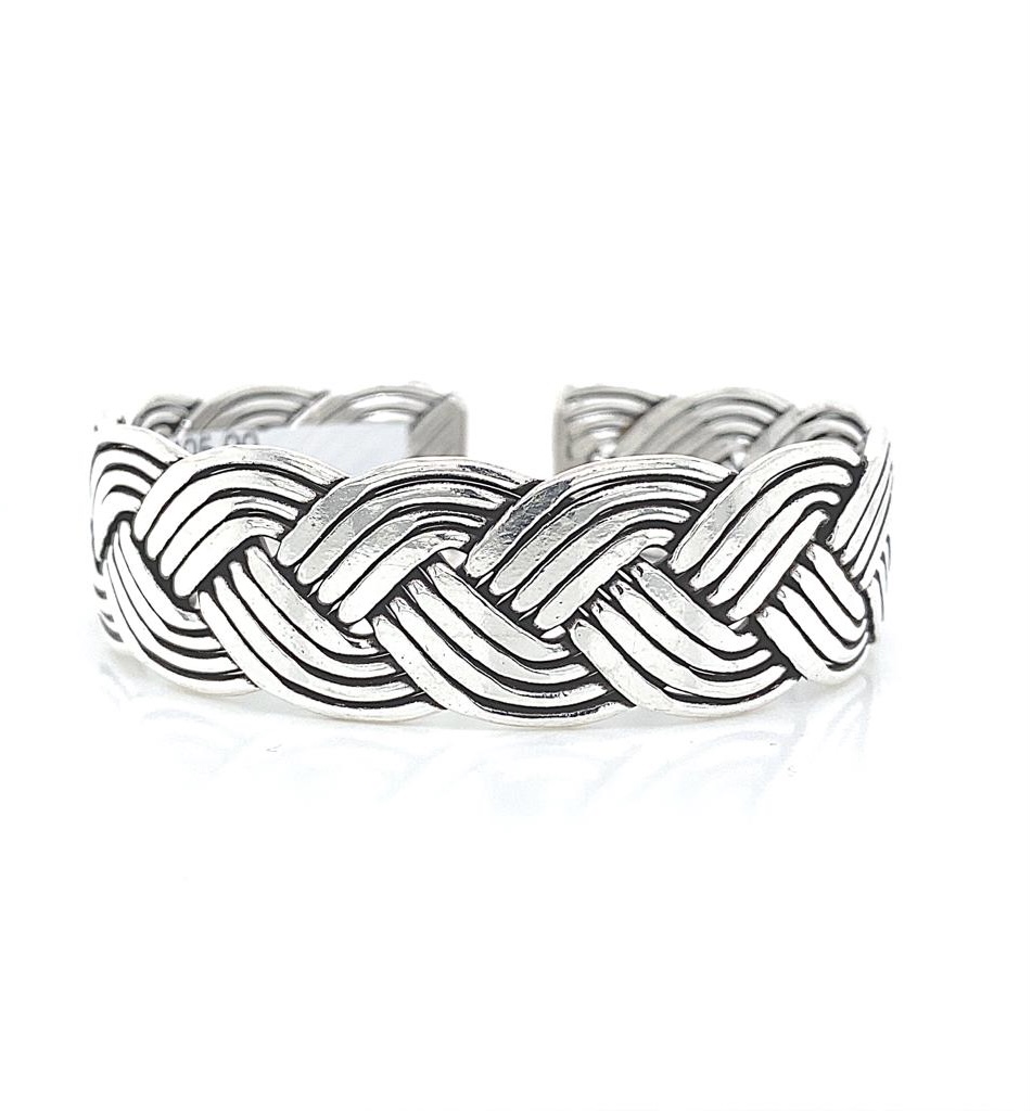 Woven silver torque bangle