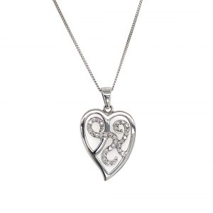 18ct white gold and diamond heart pendant