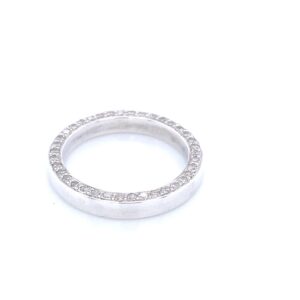 Polished silver diamond set ring