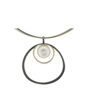 Black silver, 18ct gold and cultured pearl pendant