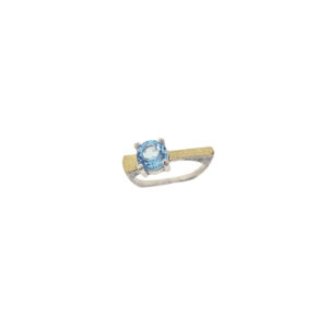 Silver, 18ct gold and blue topaz ring
