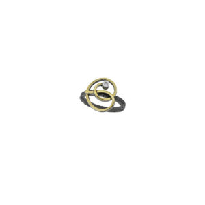 Black silver, 18ct gold, and 0.015ct diamond ring