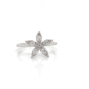 18ct white gold diamond set flower ring