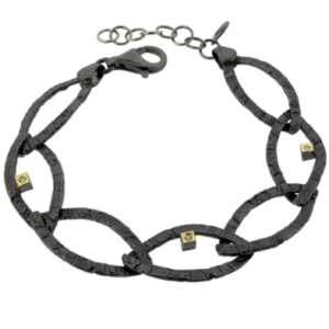 Antique silver, 18ct gold plated bracelet with 0.045ct diamond