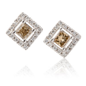 18ct white gold cinnamon diamond earrings