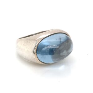 Silver and blue topaz ring