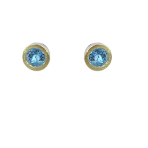 Silver, gold plated blue topaz earrings