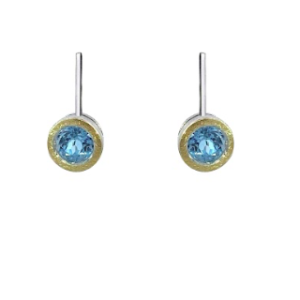 Silver, gold plated blue topaz earrings