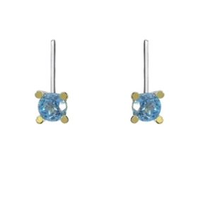 Silver, gold plated blue topaz earrings