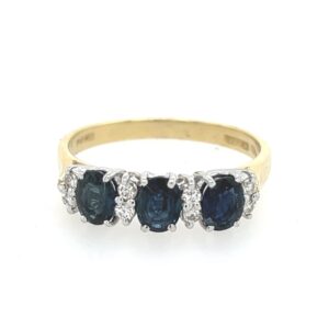 18ct yellow and white gold sapphire and diamond ring