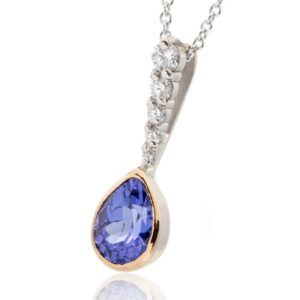 18ct white gold tanzanite and diamond pendant