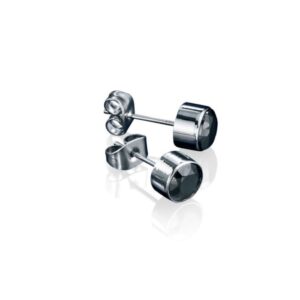 Bezel Set Stud Earrings with Black Cubic Zirconia