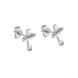 Gents Stainless Steel Cross Stud Earrings