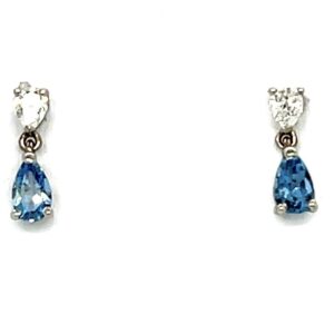 18ct White gold aquamarine and diamond earrings