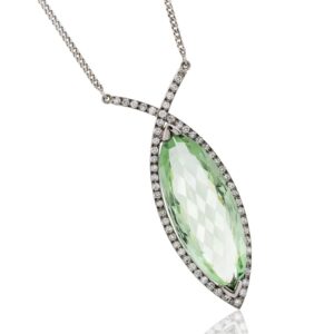Prasiolite and Diamond Pendant