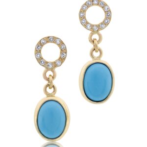9ct yellow gold turquoise and diamond earrings