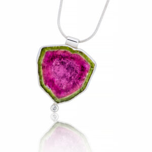 9ct white gold watermelon tourmaline pendant
